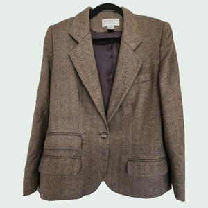 TALBOTS Collection Wool Tweed Houndstooth English Hunting Jacket Blazer Size 12